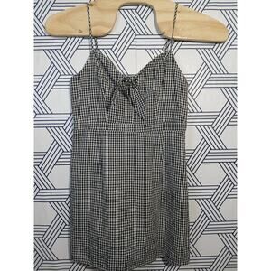 Lulus Black White Gingham Halter Mini Dress Cottage Picnic Dress